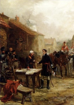Wellington and blucher meeting before the battle of waterloo Robert Alexander Hillingford historical battle scenes Oil Paintings